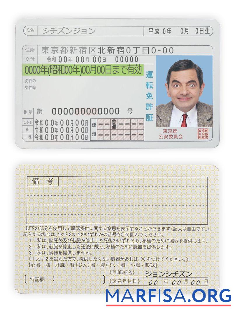 Printable Japan driving license download for verification